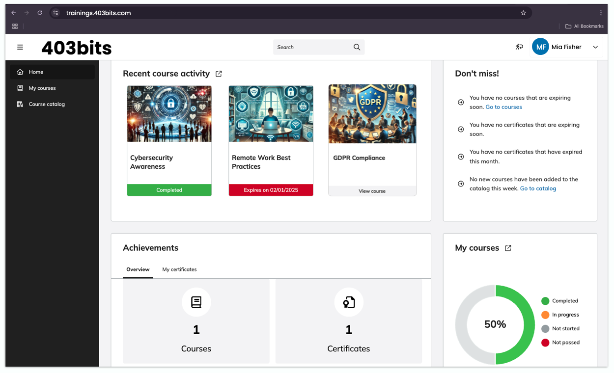 Trainings Platform Dashboard - image